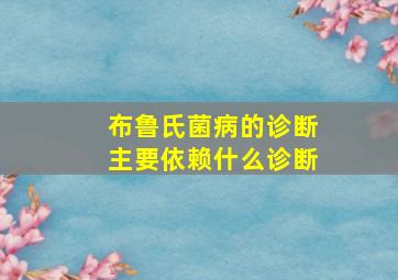 布鲁氏菌病的诊断主要依赖什么诊断