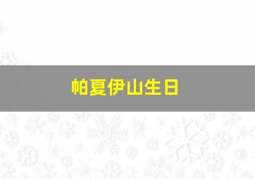 帕夏伊山生日