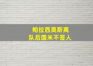 帕拉西奥斯离队后国米不签人