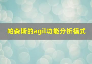 帕森斯的agil功能分析模式