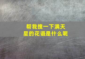 帮我搜一下满天星的花语是什么呢