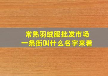 常熟羽绒服批发市场一条街叫什么名字来着