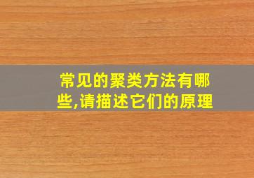 常见的聚类方法有哪些,请描述它们的原理