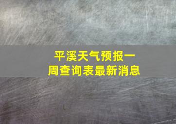 平溪天气预报一周查询表最新消息