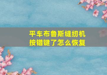 平车布鲁斯缝纫机按错键了怎么恢复