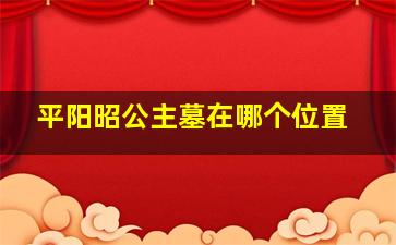 平阳昭公主墓在哪个位置