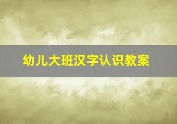 幼儿大班汉字认识教案