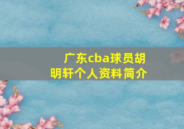 广东cba球员胡明轩个人资料简介