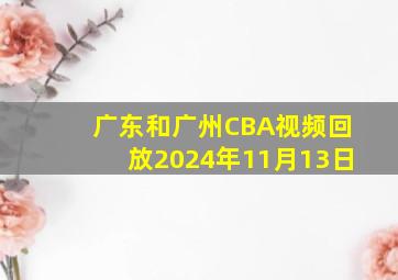 广东和广州CBA视频回放2024年11月13日