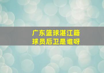 广东篮球湛江籍球员后卫是谁呀