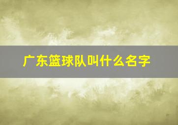 广东篮球队叫什么名字