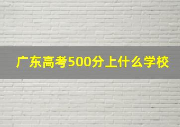 广东高考500分上什么学校