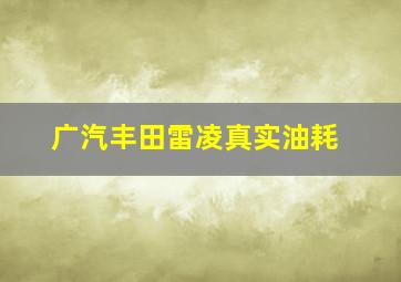 广汽丰田雷凌真实油耗