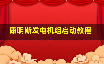 康明斯发电机组启动教程