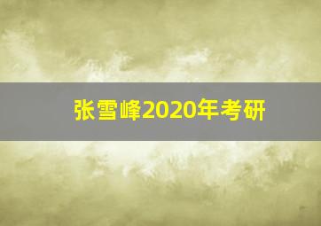 张雪峰2020年考研