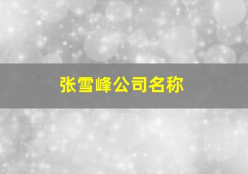 张雪峰公司名称