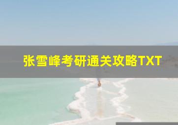 张雪峰考研通关攻略TXT