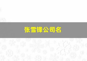 张雪锋公司名