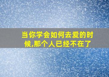 当你学会如何去爱的时候,那个人已经不在了