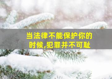 当法律不能保护你的时候,犯罪并不可耻