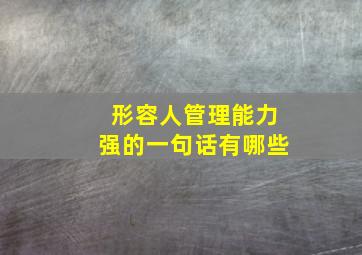 形容人管理能力强的一句话有哪些