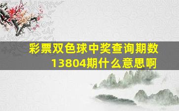 彩票双色球中奖查询期数13804期什么意思啊