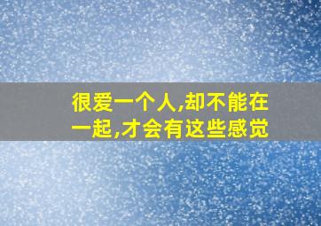 很爱一个人,却不能在一起,才会有这些感觉