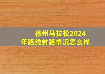 徐州马拉松2024年路线封路情况怎么样