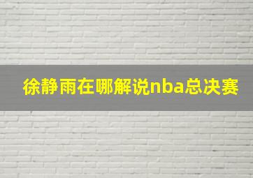 徐静雨在哪解说nba总决赛