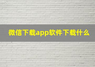 微信下载app软件下载什么