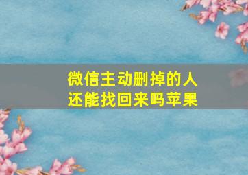 微信主动删掉的人还能找回来吗苹果