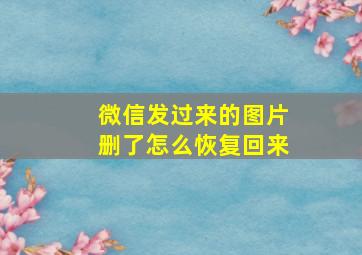 微信发过来的图片删了怎么恢复回来