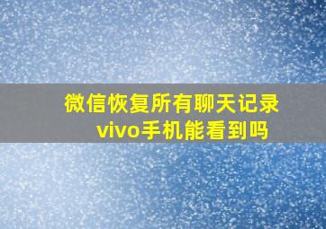 微信恢复所有聊天记录vivo手机能看到吗