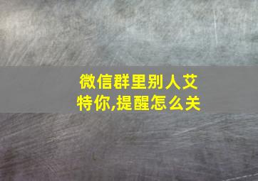 微信群里别人艾特你,提醒怎么关