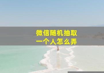 微信随机抽取一个人怎么弄