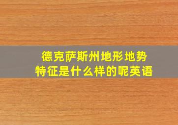 德克萨斯州地形地势特征是什么样的呢英语