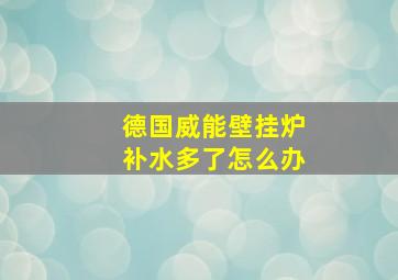 德国威能壁挂炉补水多了怎么办