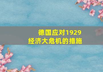 德国应对1929经济大危机的措施