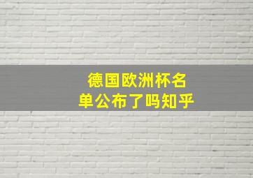 德国欧洲杯名单公布了吗知乎