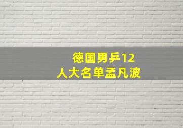 德国男乒12人大名单孟凡波