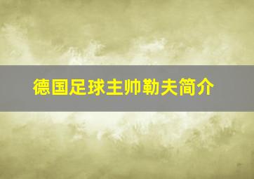 德国足球主帅勒夫简介