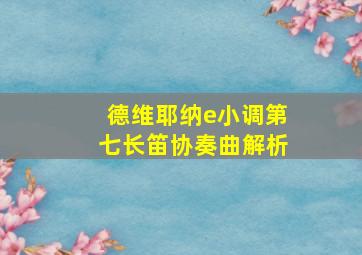 德维耶纳e小调第七长笛协奏曲解析