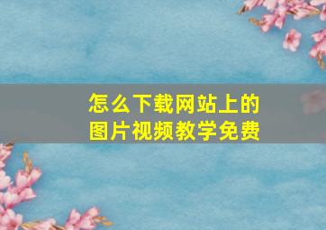 怎么下载网站上的图片视频教学免费