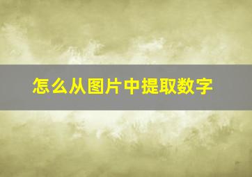 怎么从图片中提取数字