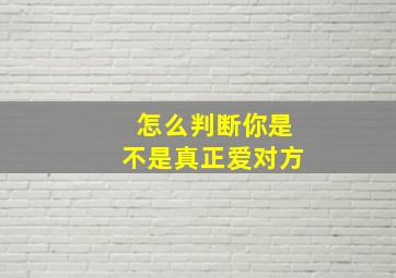 怎么判断你是不是真正爱对方