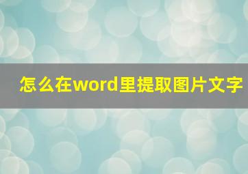 怎么在word里提取图片文字