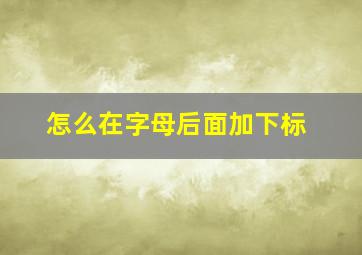 怎么在字母后面加下标