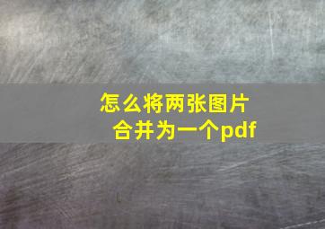 怎么将两张图片合并为一个pdf