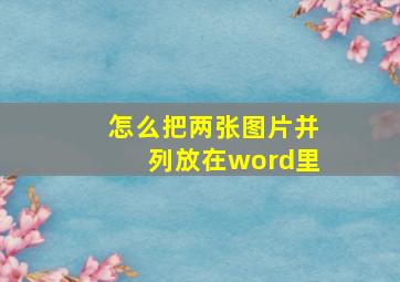 怎么把两张图片并列放在word里