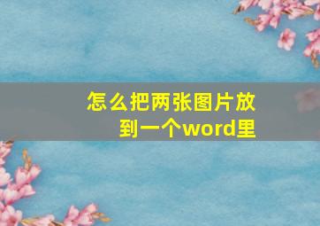 怎么把两张图片放到一个word里